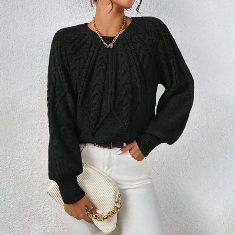 Damen Grobstrickpullover mit detailverliebtem Zopfmuster und weitem Schnitt Drune