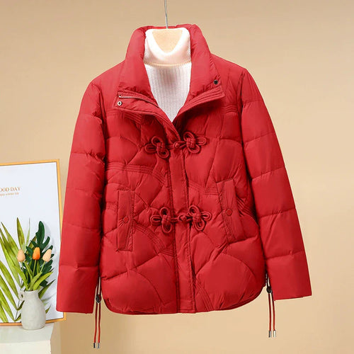 Drune | Pufferjacke Gestepptes Design Kurze Länge Dekorativer Froschverschluss