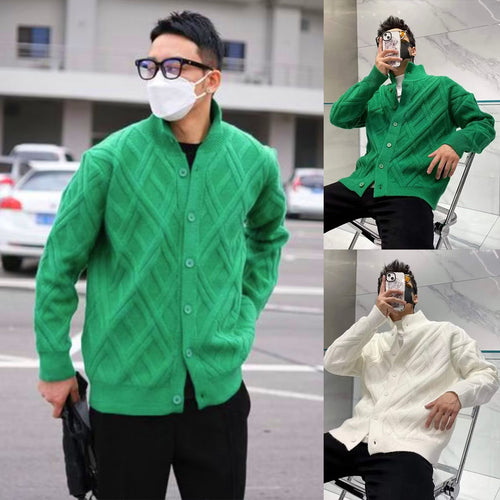 Herren Modische Strickjacke mit einem eleganten Zopfmuster Drune