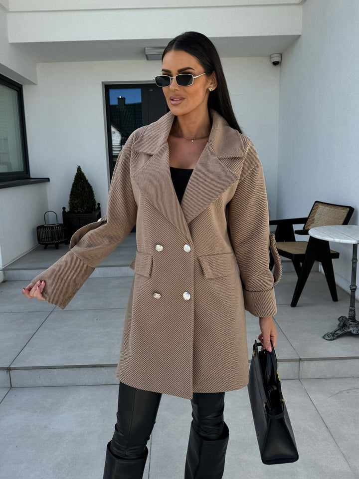 Damen Eleganter Oversized-Blazer mit doppelter Knopfleiste und praktischen Taschen Drune