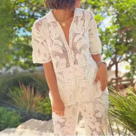 Damen luftiges Häkel-Outfit Drune