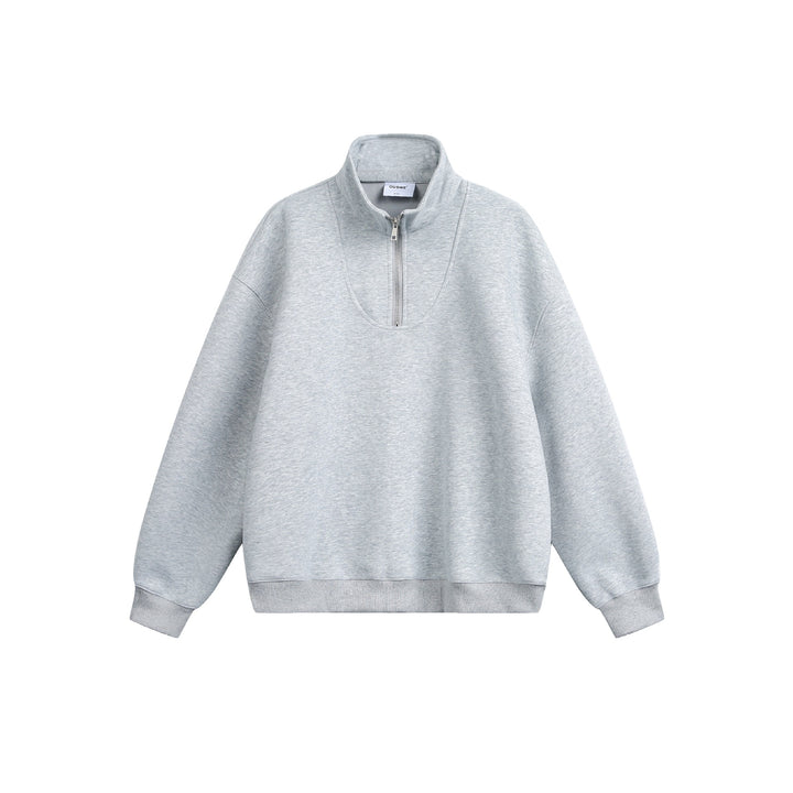 Damen Oversize Sweatshirt mit halbem Reißverschluss und Stehkragen Drune