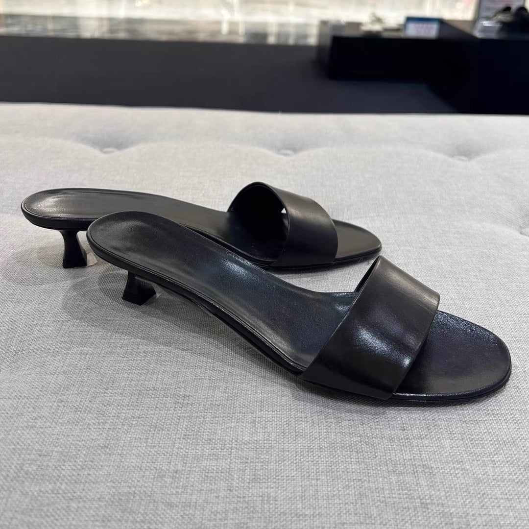 Damen elegante Slides mit breitem Satin-Riemen und komfortablem Fußbett Drune