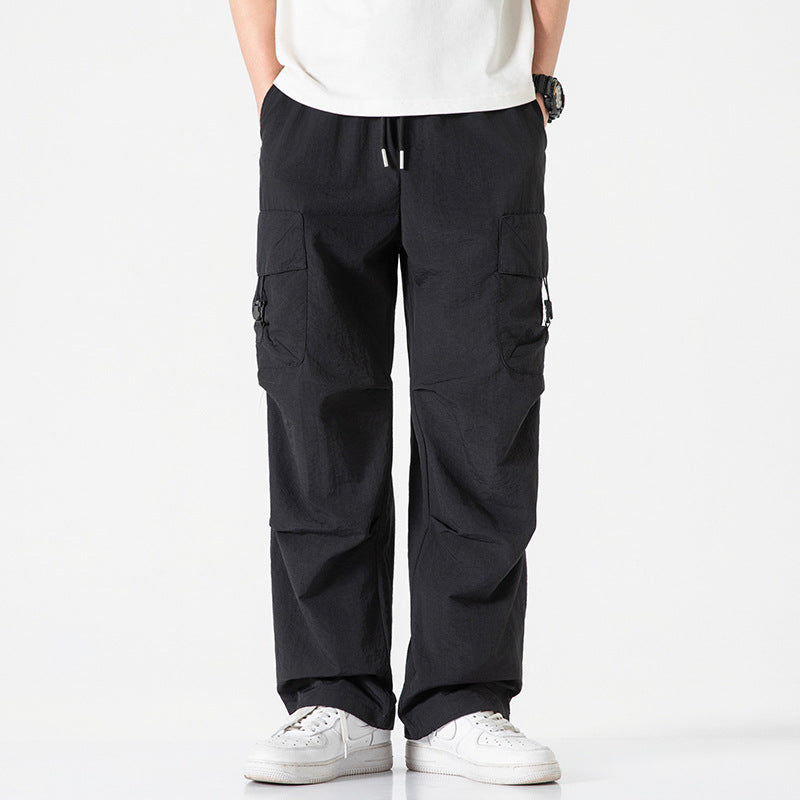 Herren Leichte Ripstop‑Trekking‑Cargohose mit Elastikbund, Kordelzug und Schnallen‑Cargotaschen Drune