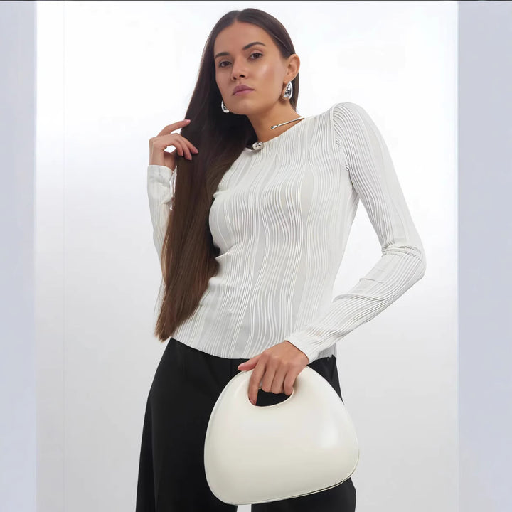 Damen Langarmshirt mit elegantem Rippenmuster Drune