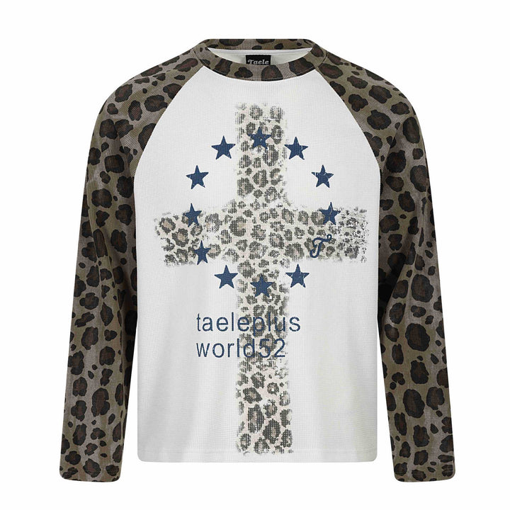 Damen Langarm-Thermo-Shirt mit Raglanärmeln und Leopard-Einsätzen Drune
