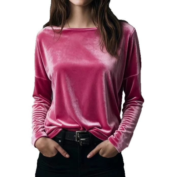 Damen eleganter leichter Velours-Longsleeve Drune