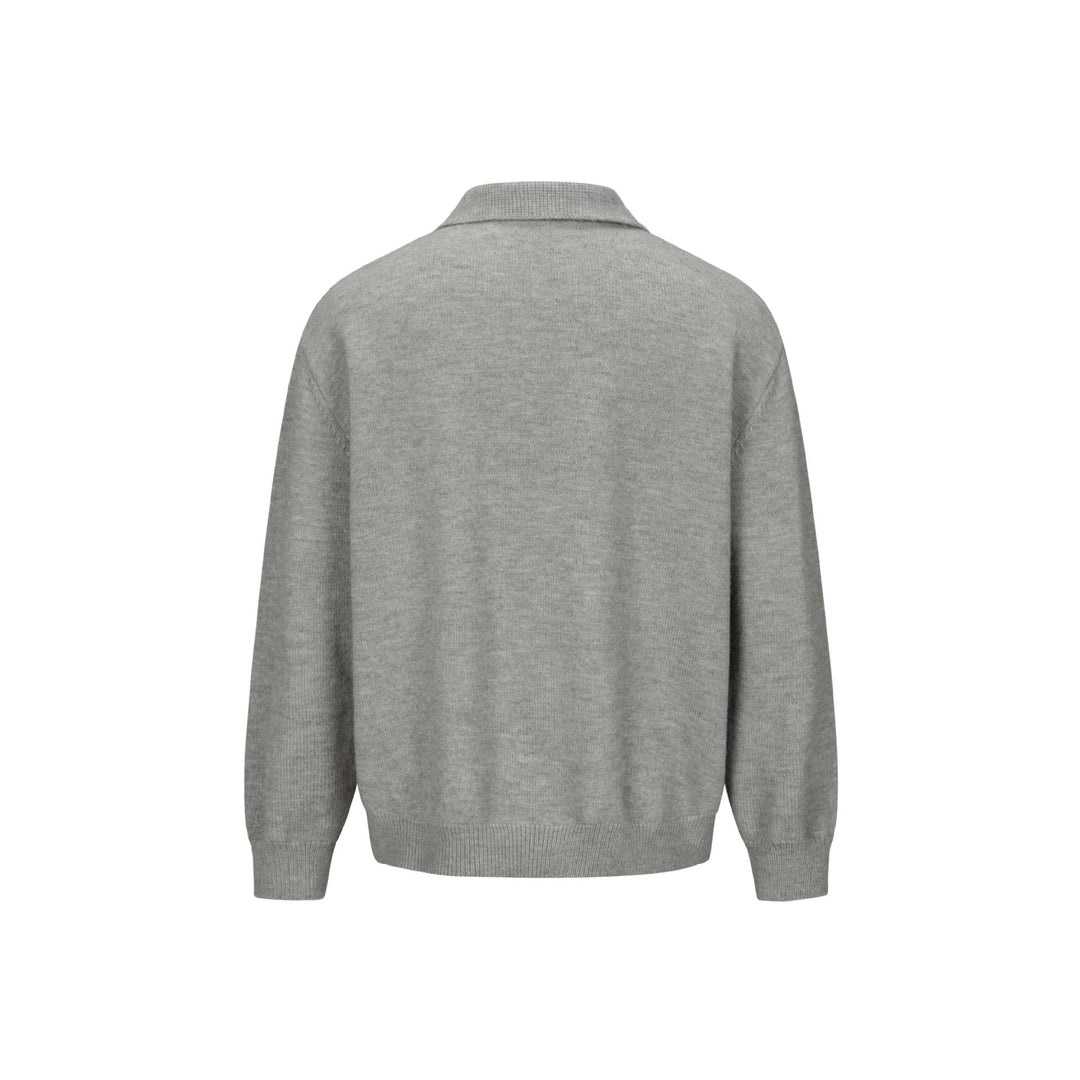 Herren Strick-Cardigan mit Hemdkragen, durchgehender Knopfleiste und geripptem Saum Drune