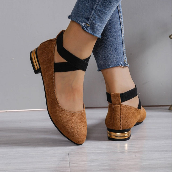 Damen Elegante Ballerinas mit elastischem Riemchen Drune
