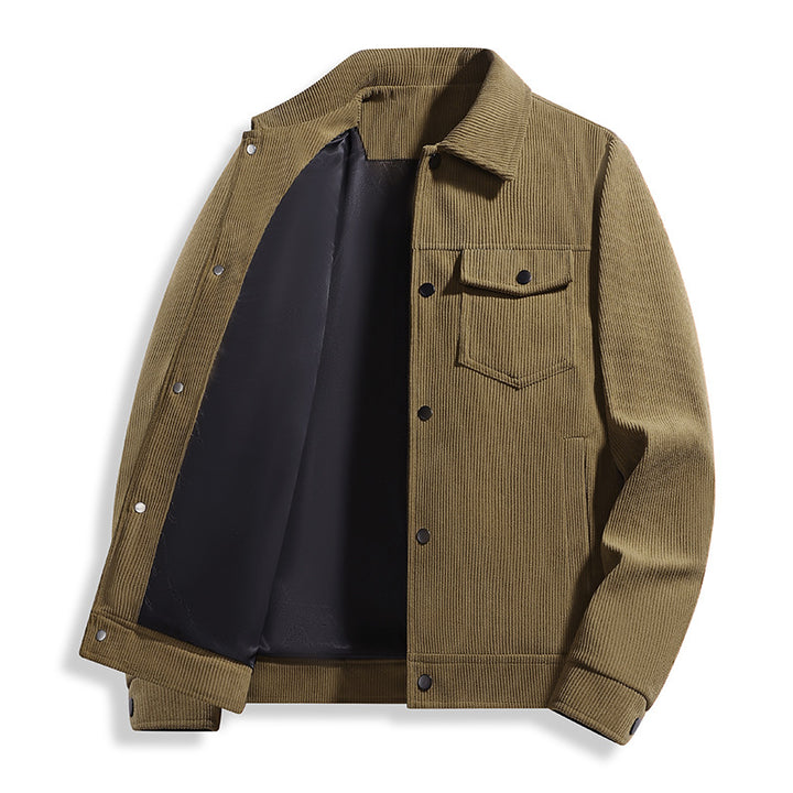 Herren Cord-Truckerjacke mit Thermofutter & Druckknopffront Drune