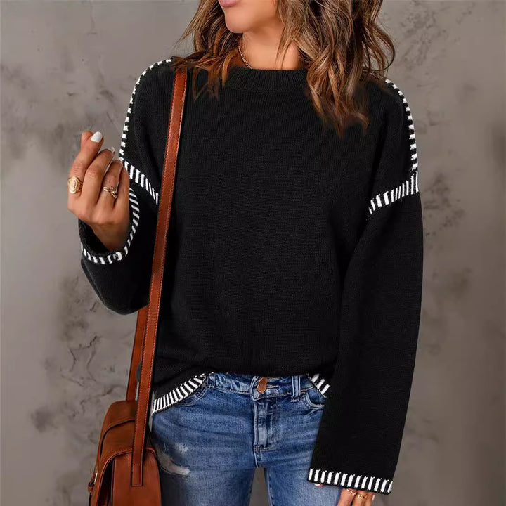 Damen lässiger Pullover mit Streifenakzenten Drune
