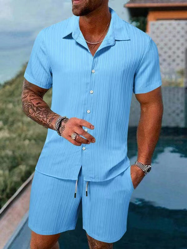 Herren atmungsaktives Sport-Set mit Kurzarm-Hemd und Shorts Drune