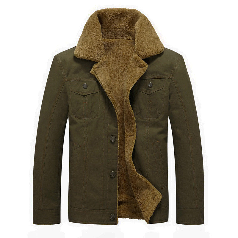 Herren Robuste Canvas-Truckerjacke mit durchgehendem Teddyfutter und Hemdkragen Drune
