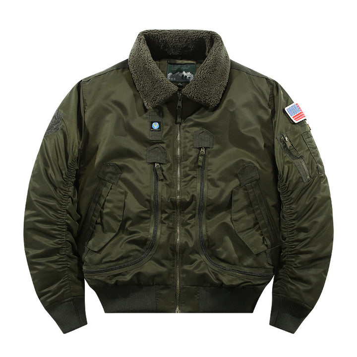 Herren Fliegerjacke mit Sherpa-Kragen und multifunktionalen Taschen Drune