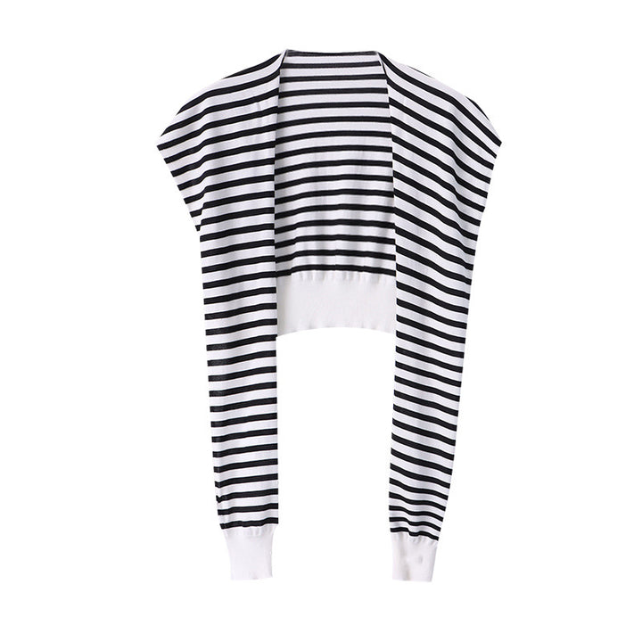 Damen Elegante Bluse mit gestreiftem Pullover-Ausschnitt Drune