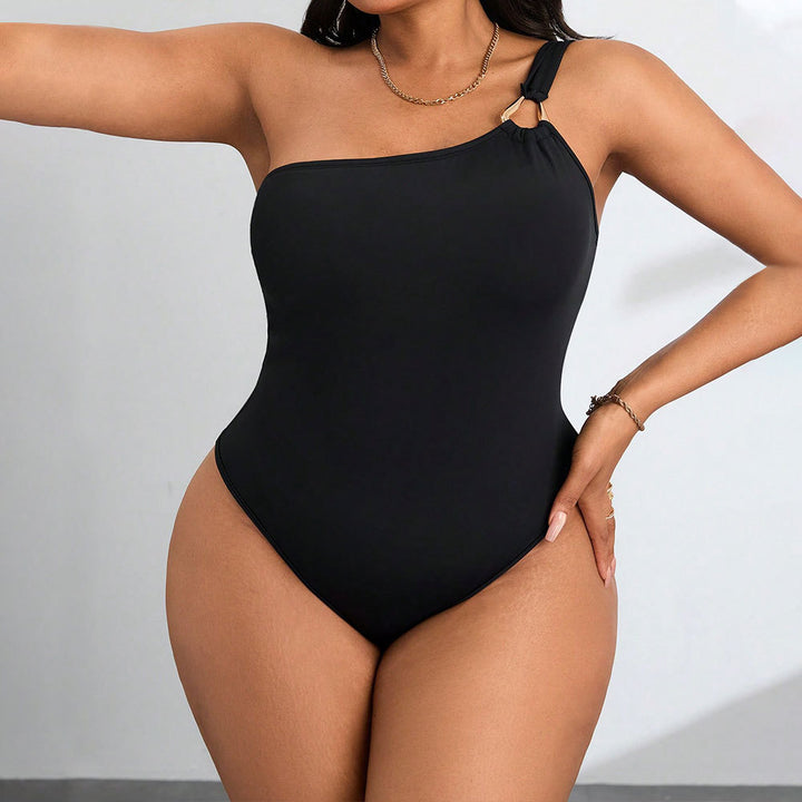 Damen Einteiler Badeanzug mit asymmetrischem Design und raffiniertem Schulterdetail Drune