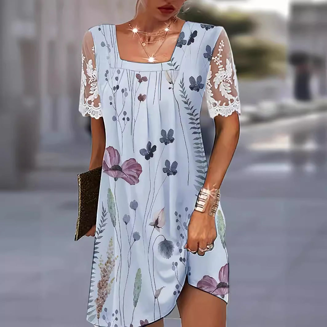 Damen Blumenmuster Shift Kleid Drune