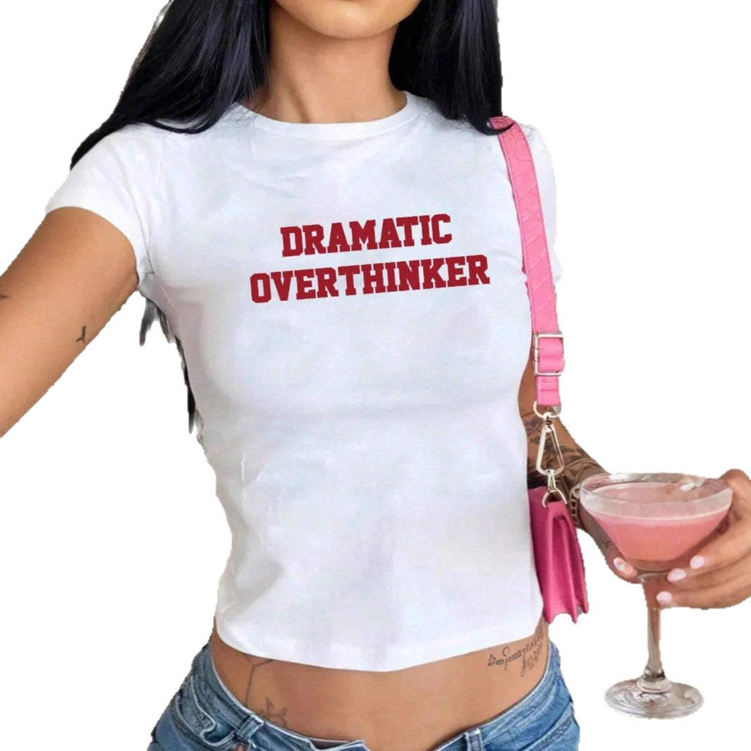 Damen T-Shirt mit kreativem Schriftzug und figurschmeichelndem Schnitt Drune