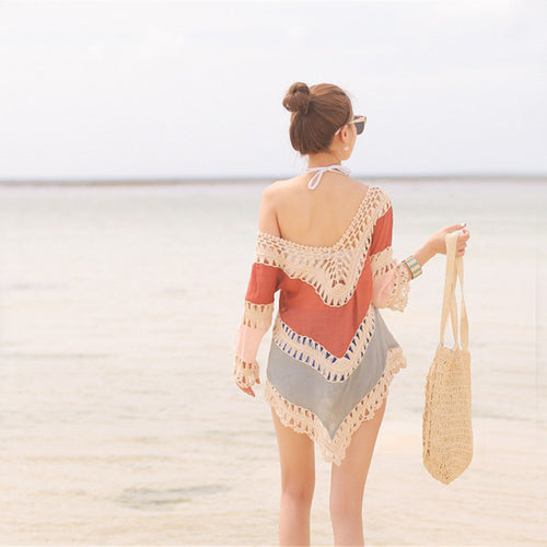 Damen Strandtunika mit elegantem Häkelbesatz und offenem Rückenausschnitt Drune
