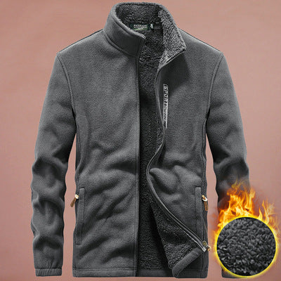 Herren Fleecejacke mit durchgehendem Reißverschluss, Stehkragen und Eingrifftaschen Drune