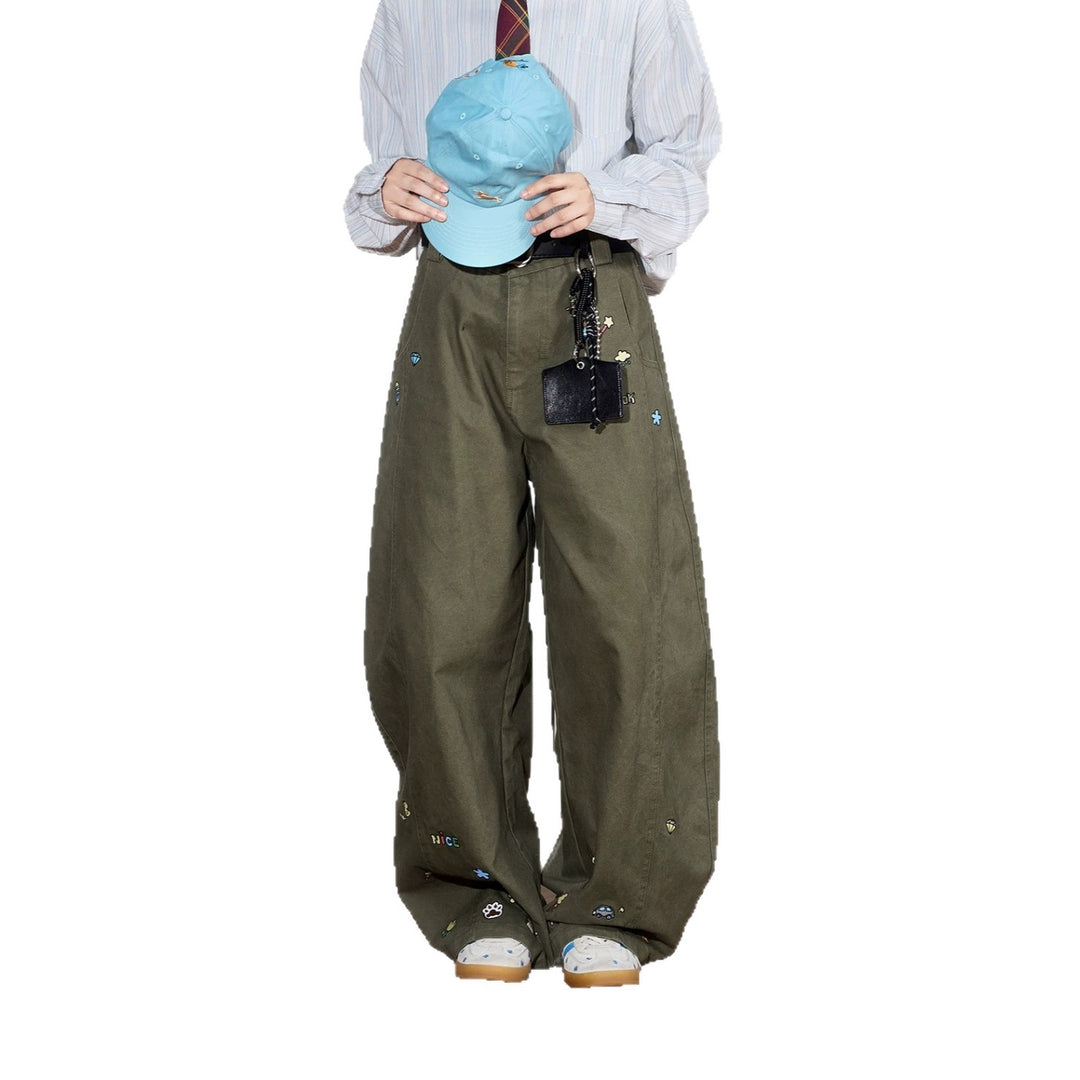 Damen Weitgeschnittene Cargo-Hose mit bunten Applikationen Drune