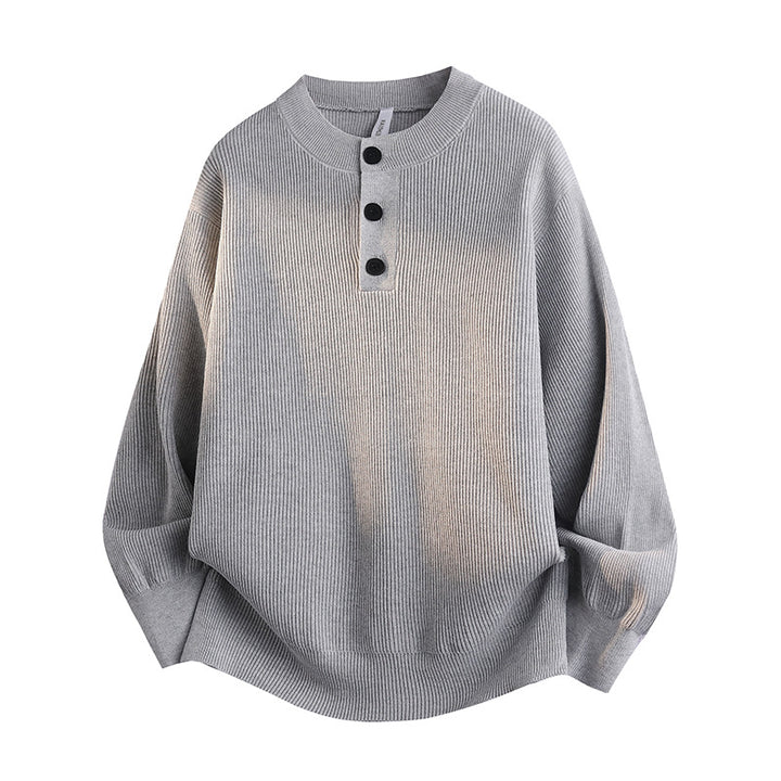 Damen Lässige Pullover mit Knopfleiste Drune