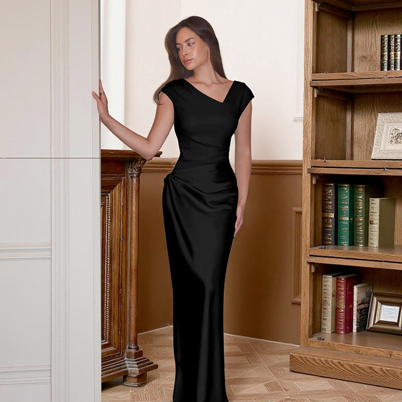 Damen Elegantes Maxikleid mit asymmetrischem Schnitt und figurbetonendem Design Drune