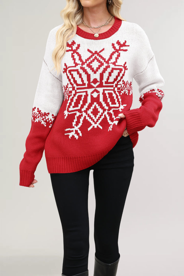Damen Oversized Weihnachtsstrickpullover Drune