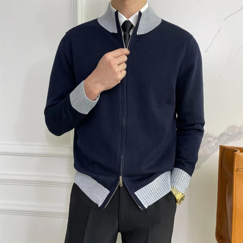 Herren Elegante Strickjacke mit Stehkragen und Reißverschluss Drune