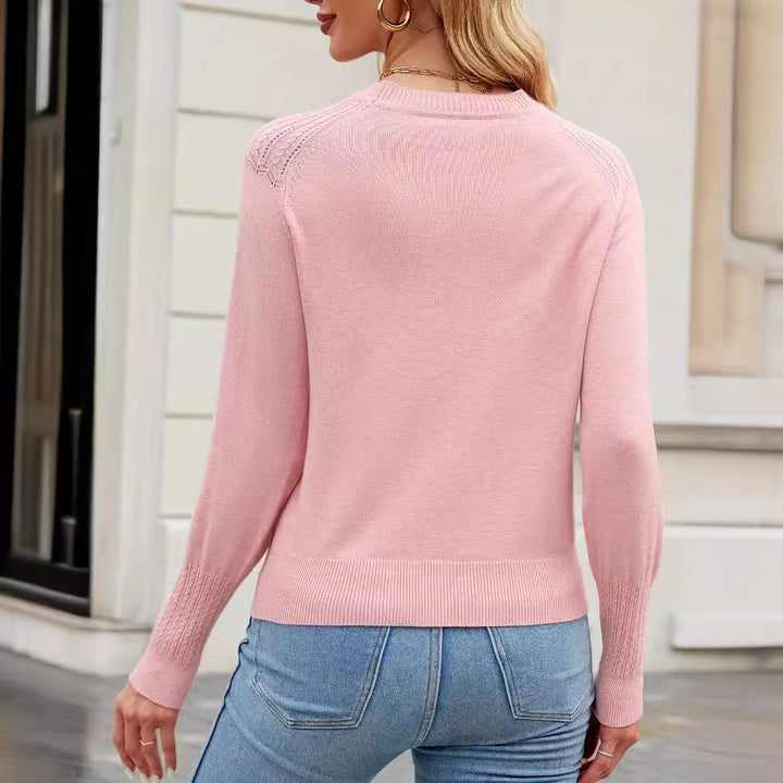 Damen Feiner Strickpullover mit kunstvoller Lochmuster-Detailierung Drune