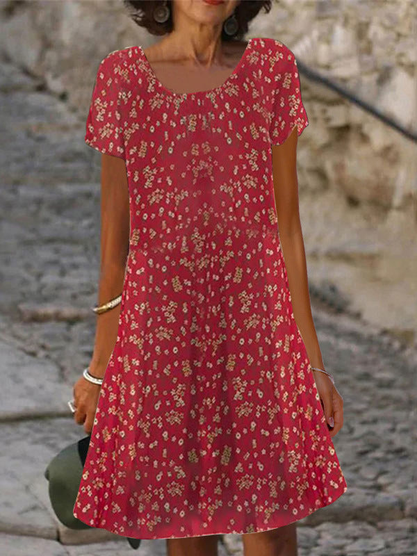 Damen lässiges Sommerkleid mit modernen Mustern und femininem Schnitt Drune