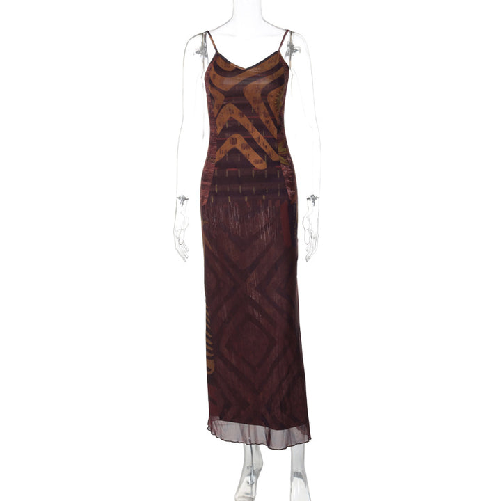 Damen Lässiges Maxikleid mit raffiniertem Grafikmuster Drune