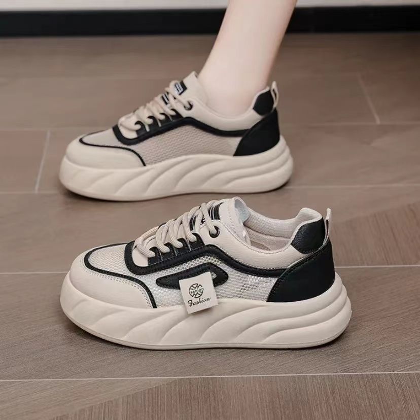 Damen Komfortable und trendige Sneakers mit atmungsaktivem Mesh und dicker Sohle Drune