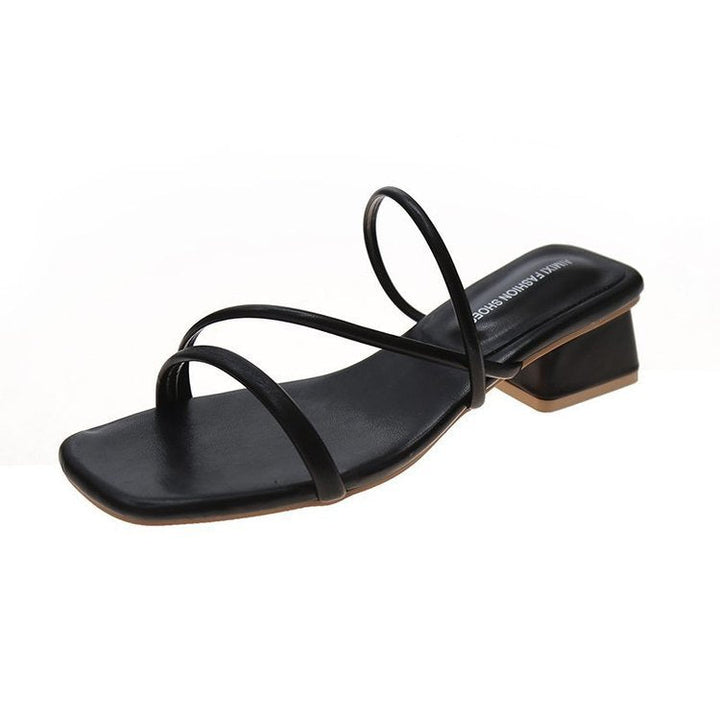 Damen elegante Riemchen-Sandaletten mit quadratischem Absatz Drune
