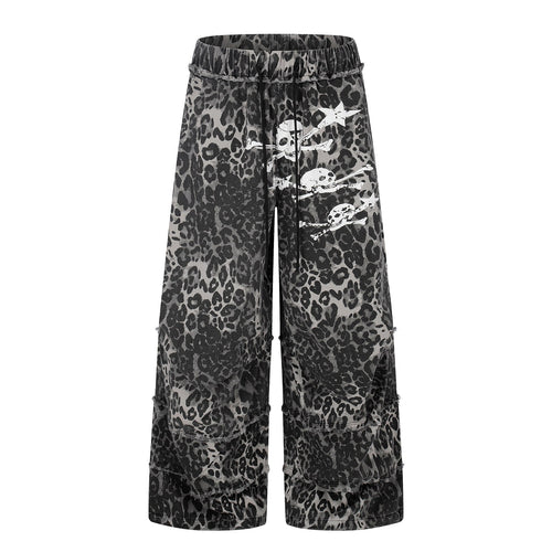 Damen Weite Cargo-Culotte-Shorts mit Fransenstufen und Totenkopf-Print Drune