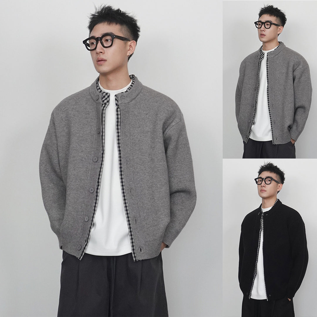 Herren Modische Strickjacke mit Knopfverschluss Drune