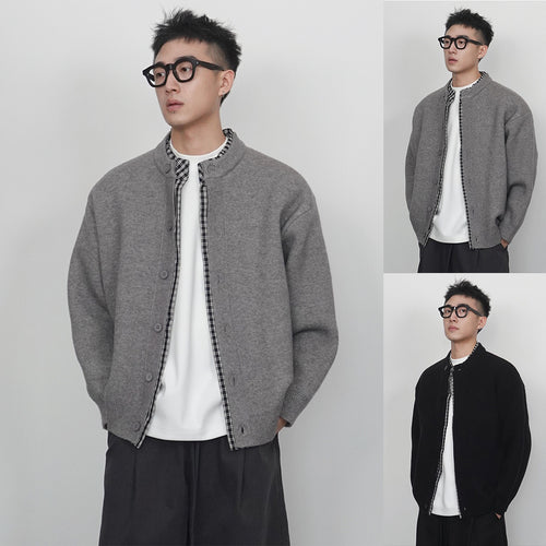 Herren Modische Strickjacke mit Knopfverschluss Drune