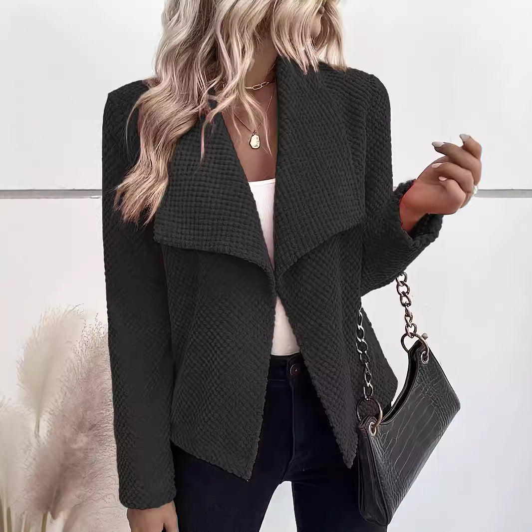 Damen Wasserfall-Cardigan aus Waffel‑Fleece mit offener Front Drune
