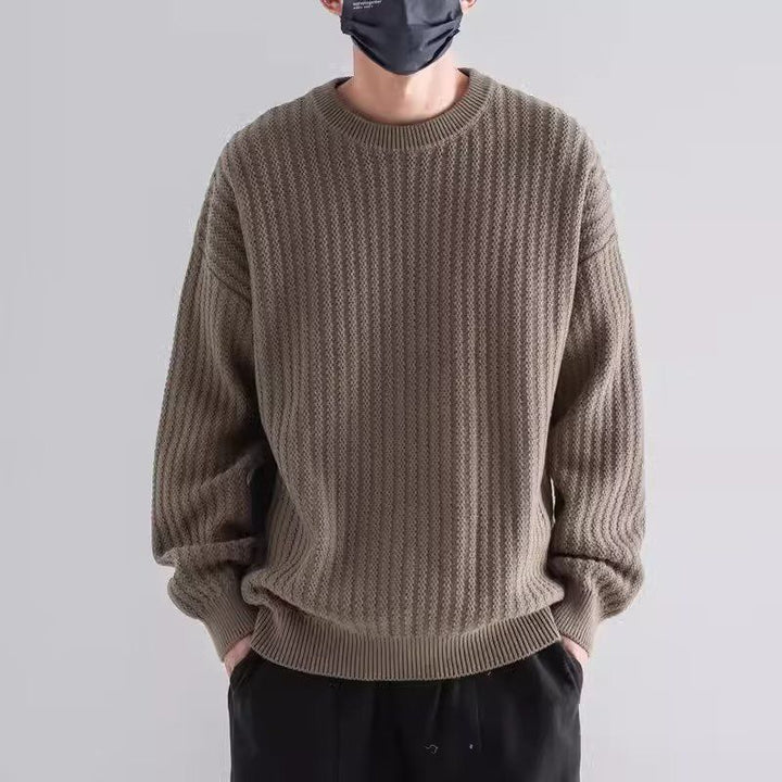 Herren Gemütlicher Grobstrickpullover mit Rundhalsausschnitt Drune
