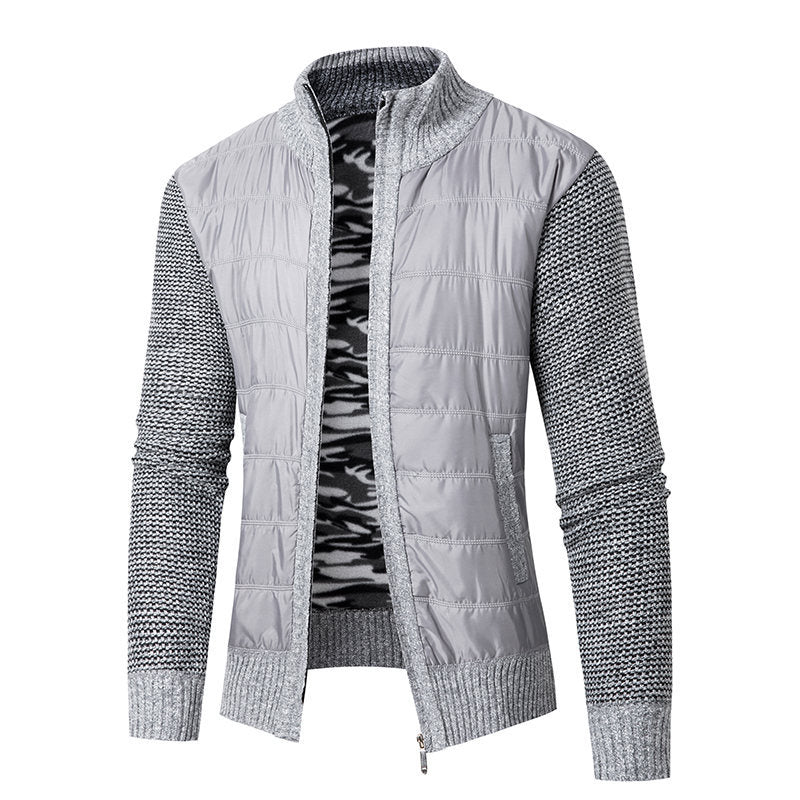 Herren Hybrid‑Strickjacke mit gesteppter Front und Stehkragen Drune