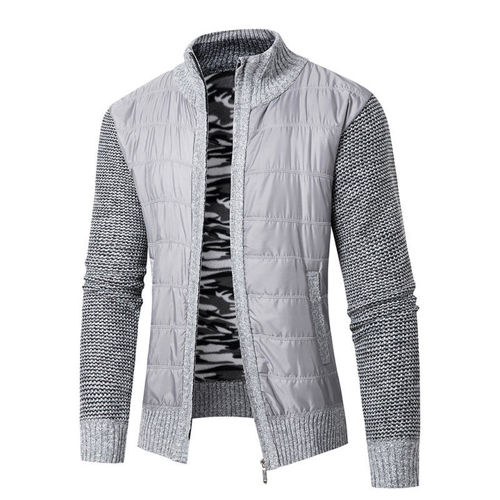 Herren Hybrid‑Strickjacke mit gesteppter Front und Stehkragen Drune