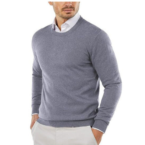 Herren eleganter Rundhals-Pullover aus feiner Baumwolle Drune