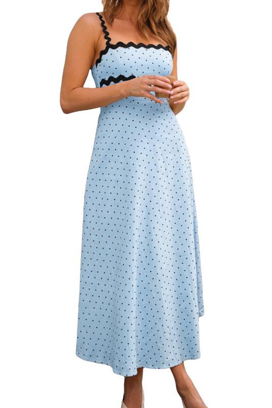 Damen Maxikleid mit Spitze und verspieltem Polka-Dot-Muster Drune