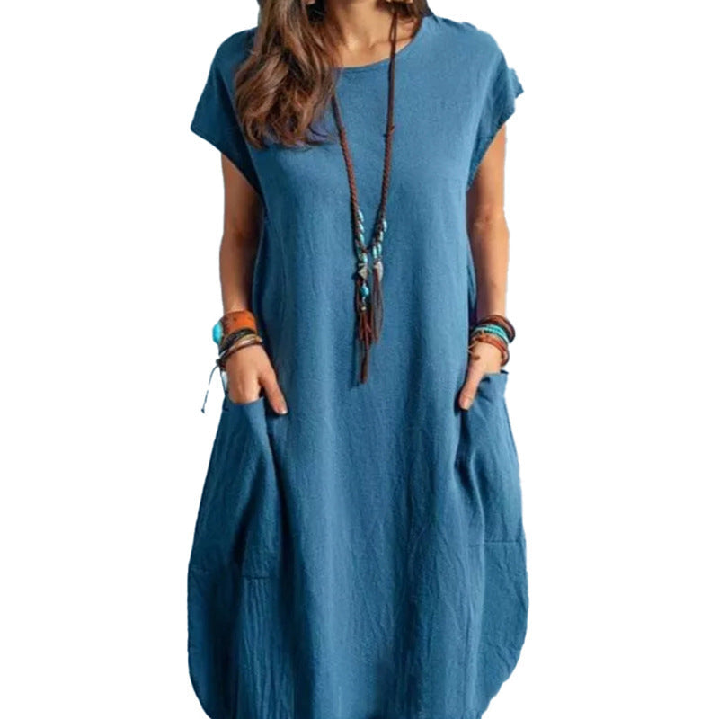 Damen luftiges Sommerkleid mit praktischen Taschen und modernem Schnitt Drune