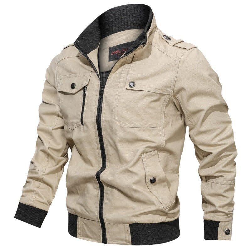 Herren nan robuste Field-Bomberjacke mit Reißverschluss, Schulterklappen und mehreren funktionalen Taschen Drune