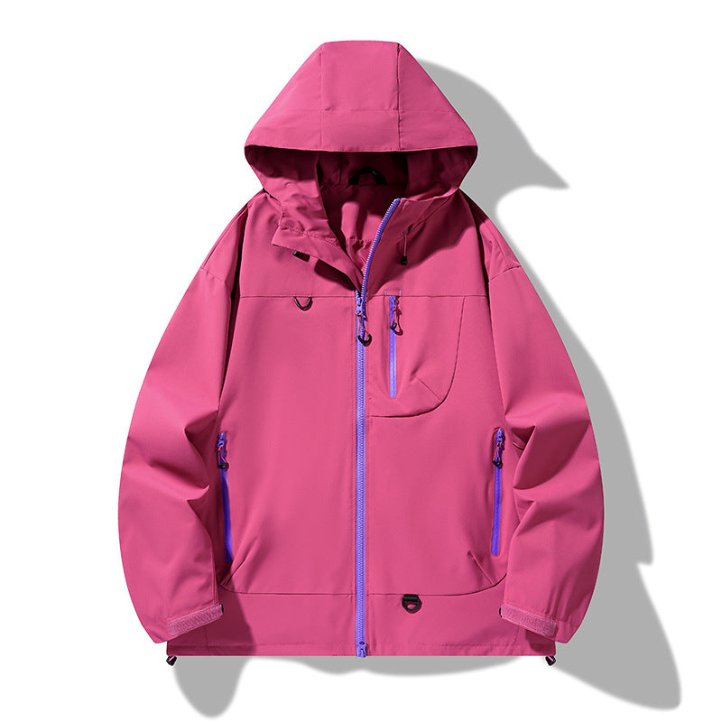 Herren wasserdichte Softshell-Kapuzenjacke mit verschweißten Nähten, verdeckter Brusttasche und verstellbarem Saum Drune