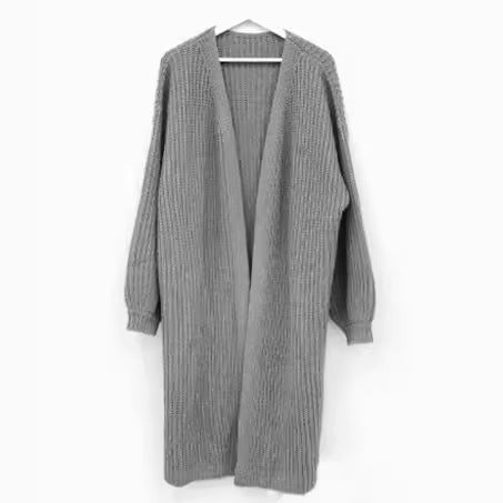 Damen Grobstrick Oversize Cardigan mit offenen Front und langen Ärmeln Drune