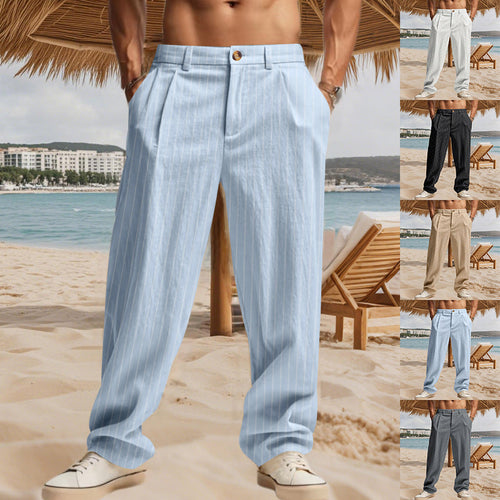 Herren nan lässig-elegante Nadelstreifen-Hose mit Bügelfalte und weitem Bein Drune
