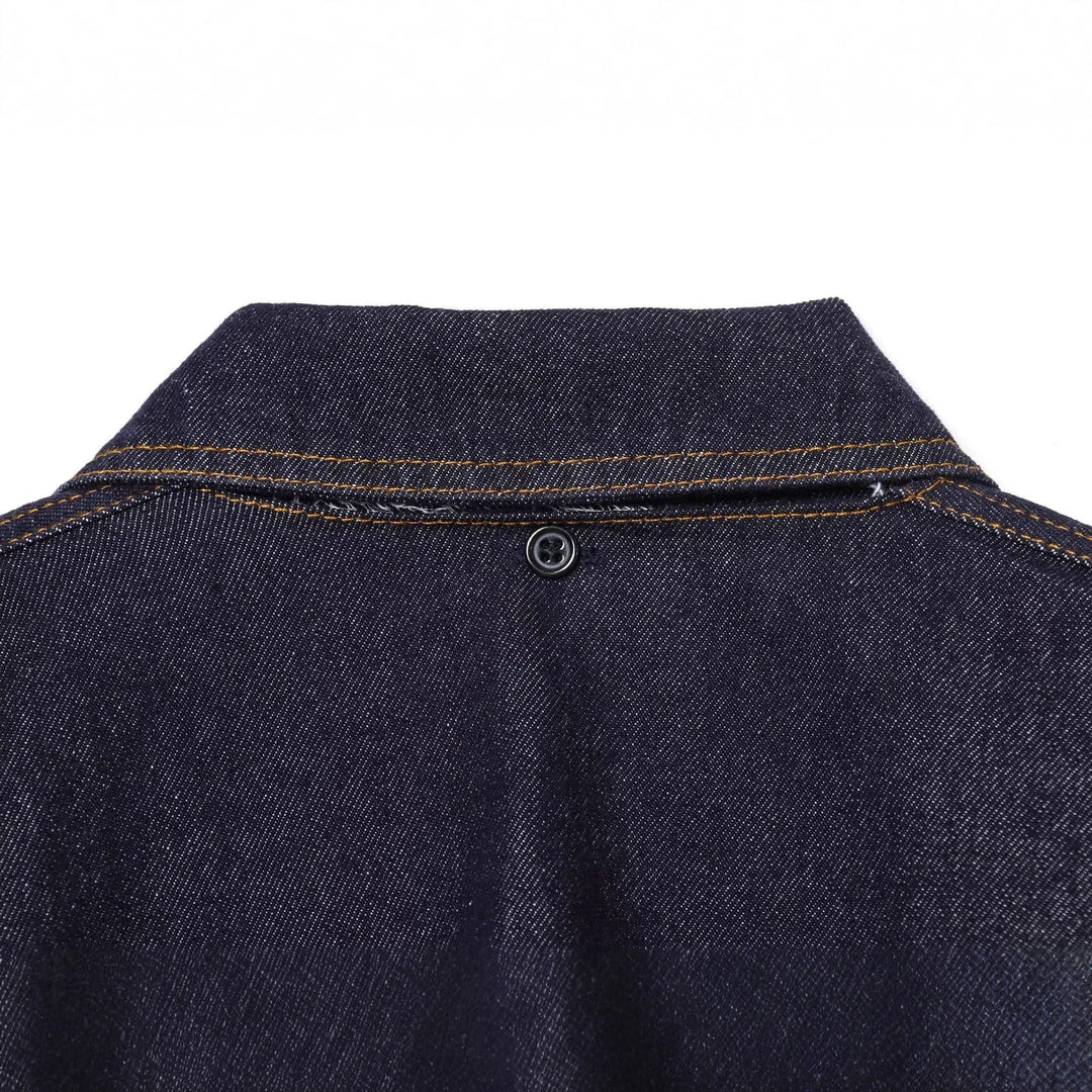 Damen nan cropped Jeansjacke mit Cape-Überwurf, Druckknopfverschluss und aufgesetzten Taschen Drune