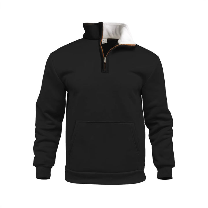 Herren nan Komfort-Halbzip-Sweat mit hohem Fleecekragen, Kängurutasche und formstabilem Rippsaum Drune